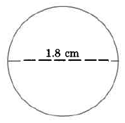 Un círculo. El diámetro del círculo es de 1.8cm.