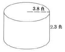 A cylinder. The cylinder's radius is 3.8ft, and its height is 2.3ft.