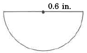 Un semicírculo con radio de 0.6in.