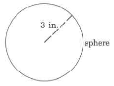 A sphere with a radius of 3in.