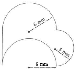 Una forma compleja que involucra dos círculos y un recorte circular.
