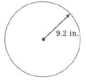 Un círculo con un radio de 9.2in.