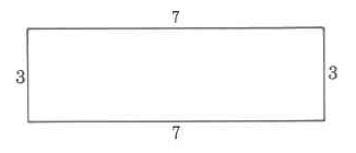 Un rectángulo con longitud base 7 y altura 3.