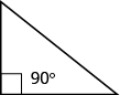 Se muestra un triángulo rectángulo. El ángulo recto está marcado con una caja y etiquetado de 90 grados.