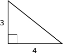 Triángulo recto con patas etiquetadas como 3 y 4.