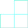 Se muestran tres cuadrados. Hay uno en la parte inferior izquierda, uno en la parte inferior derecha y uno en la parte superior derecha.