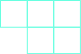 Se muestran cinco cuadrados. Hay tres formando una línea horizontal a través de la parte superior y dos debajo de las dos a la derecha.