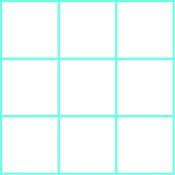 Se muestra un cuadrado. Se compone de nueve cuadrados más pequeños.