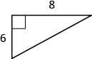 Se muestra un triángulo rectángulo. La base está etiquetada con 6, la altura está etiquetada con 8.