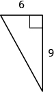 A right triangle is shown. The base is labeled 6 and the height is labeled 9.