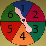 image showing a spinner with six equal-sized sectors numbered 1 through 6.