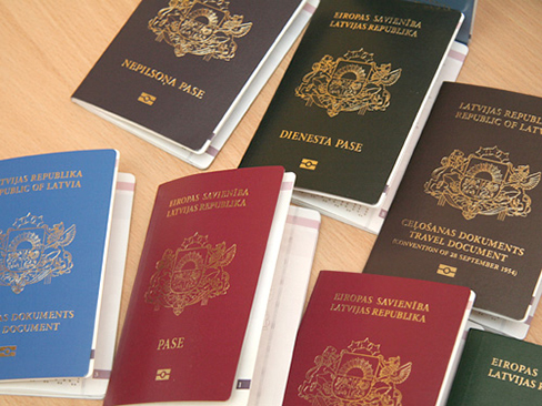 Photo of international passports.