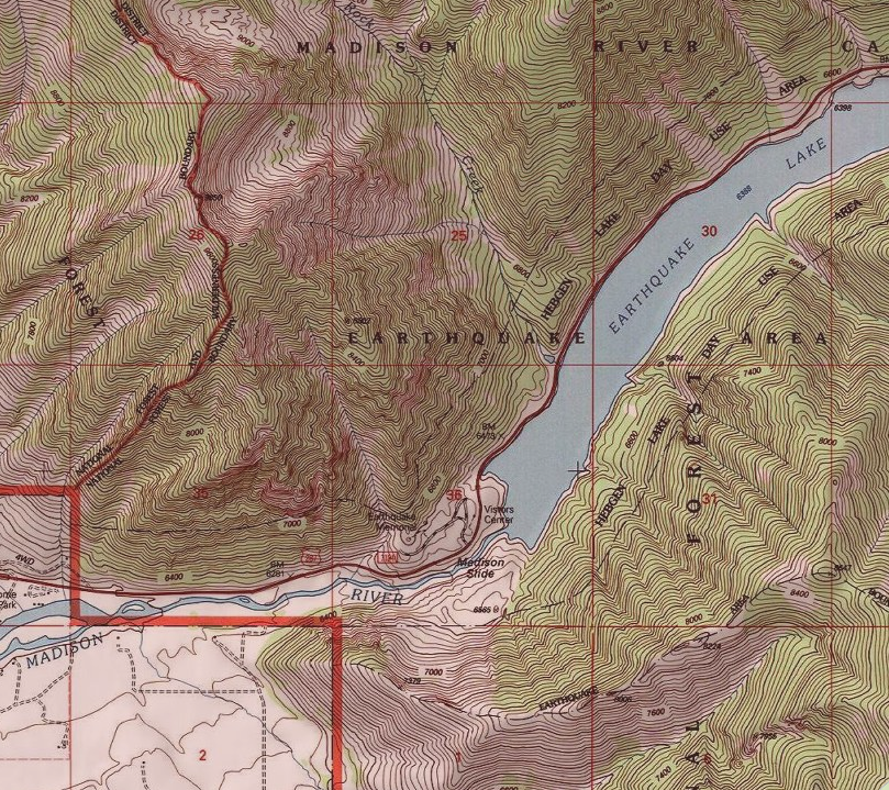 Mapa Topográfico de la región donde un terremoto desembocó en un deslizamiento de tierra que creó un nuevo lago.