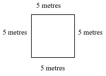 un cuadrado cuyos lados tienen 5 metros de largo