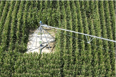 A picture of a pivot irrigation system
