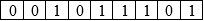 The 9-digit binary format representation filled in with the digits 001011101.