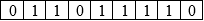 The 9-digit binary format representation filled in with the digits 011011110.