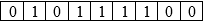 Number in the floating-point binary format given in the example, consisting of the digits 010111100.