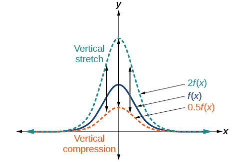 Gráfica de una función que muestra estiramiento vertical y compresión.